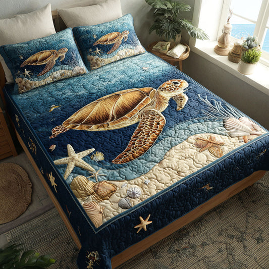 Shellbound 3-Piece Quilted Bedding Set NCU0PT8735
