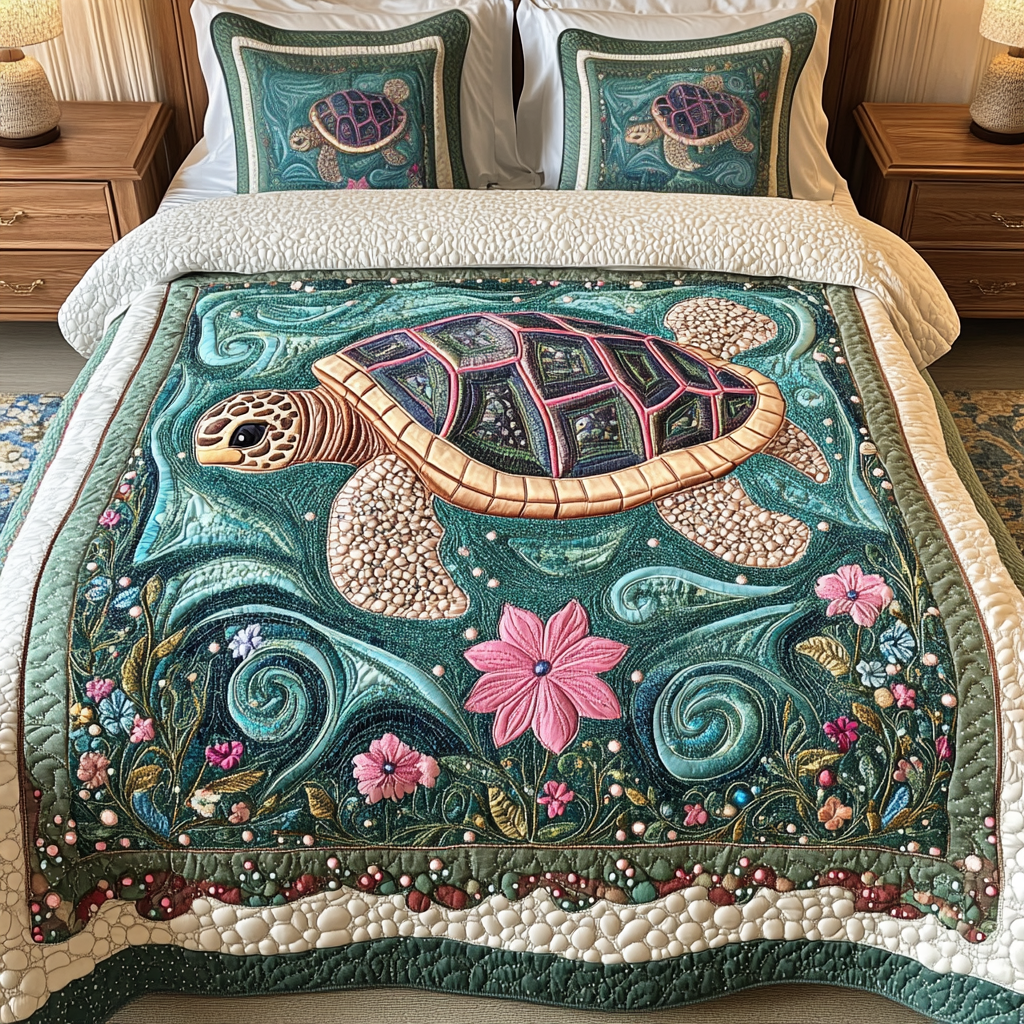 Sheltered Shores 3Piece Quilted Bedding Set NCU0DK2063 Vantique