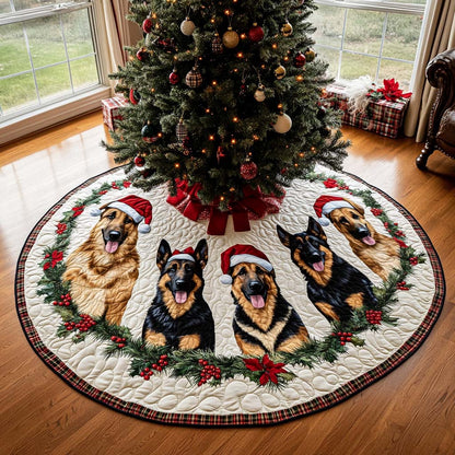 German Shepherd Christmas Quilted Tree Skirt NCU0VT288