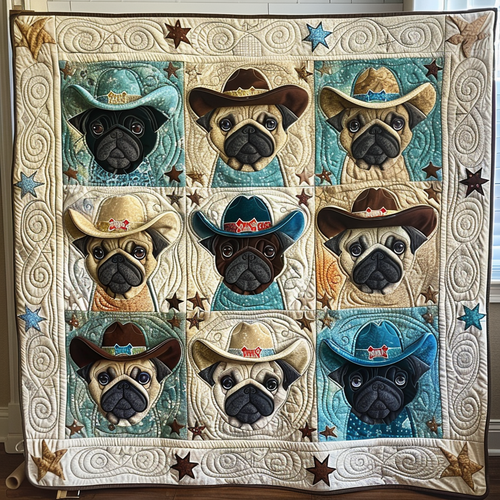 Sheriff Pug Quilted Blanket NCU0DV304