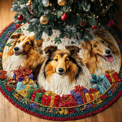 Shetland Sheepdogs Charm Christmas Quilted Tree Skirt NCU0DK10683