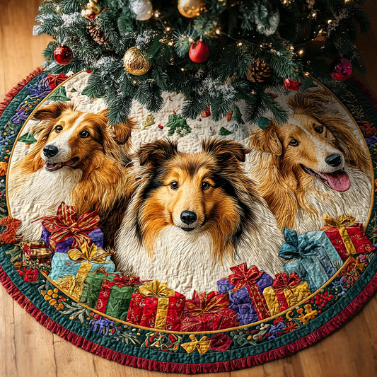 Shetland Sheepdogs Charm Christmas Quilted Tree Skirt NCU0DK10683