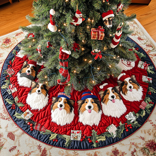 Shetland Sheepdogs Dream Christmas Quilted Tree Skirt NCU0DK10678
