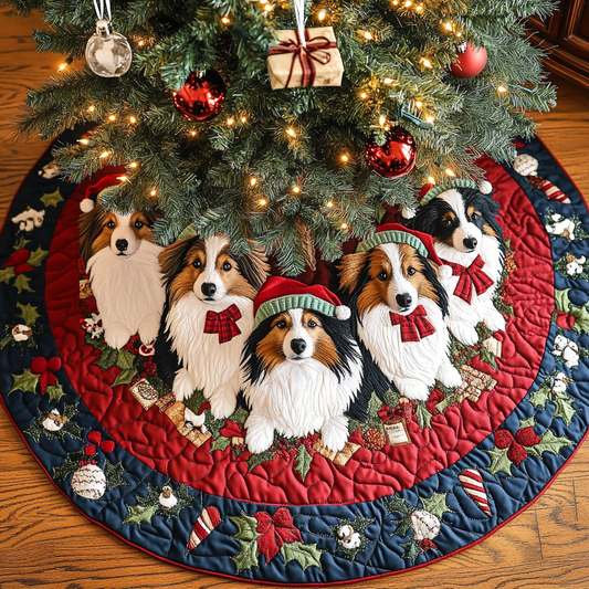 Shetland Sheepdogs Harmony Christmas Quilted Tree Skirt NCU0DK10680