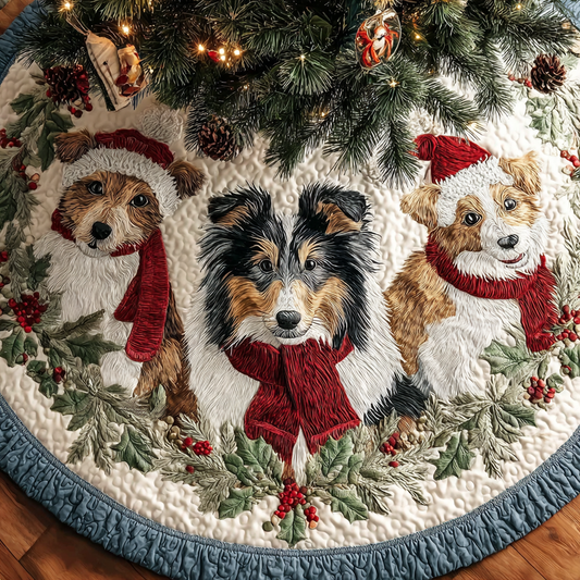 Shetland Sheepdogs Joy Christmas Quilted Tree Skirt NCU0DK10676