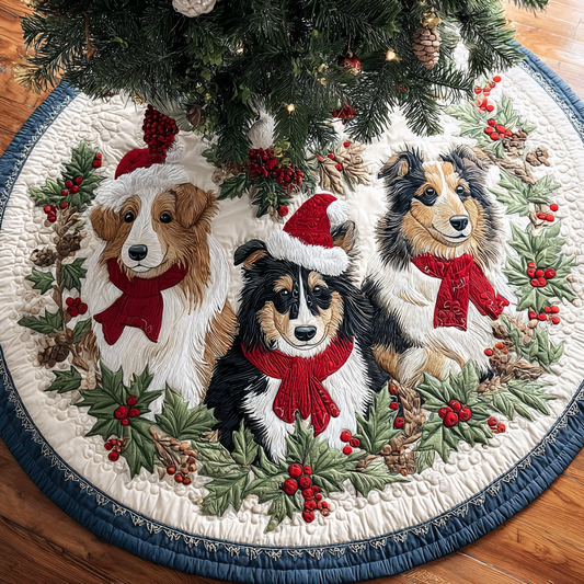 Shetland Sheepdogs Spirit Christmas Quilted Tree Skirt NCU0DK10677