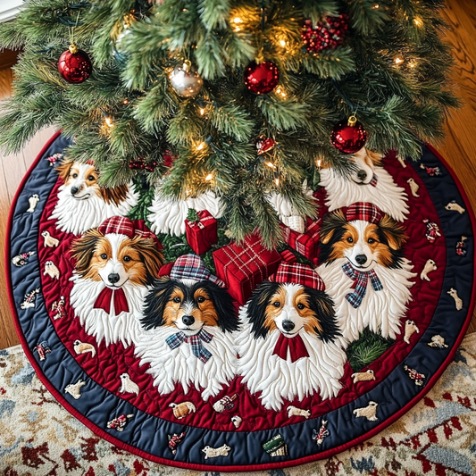 Shetland Sheepdogs Wonder Christmas Quilted Tree Skirt NCU0DK10679