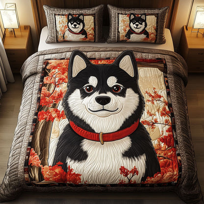 Shiba Autumn Charm 3-Piece Quilted Bedding Set NCU0NT3321