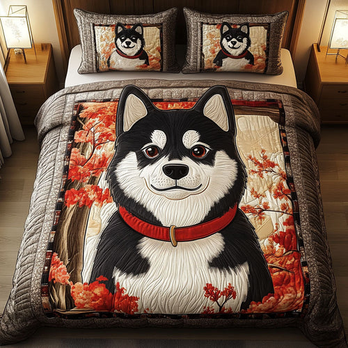Shiba Autumn Charm 3-Piece Quilted Bedding Set NCU0NT3321