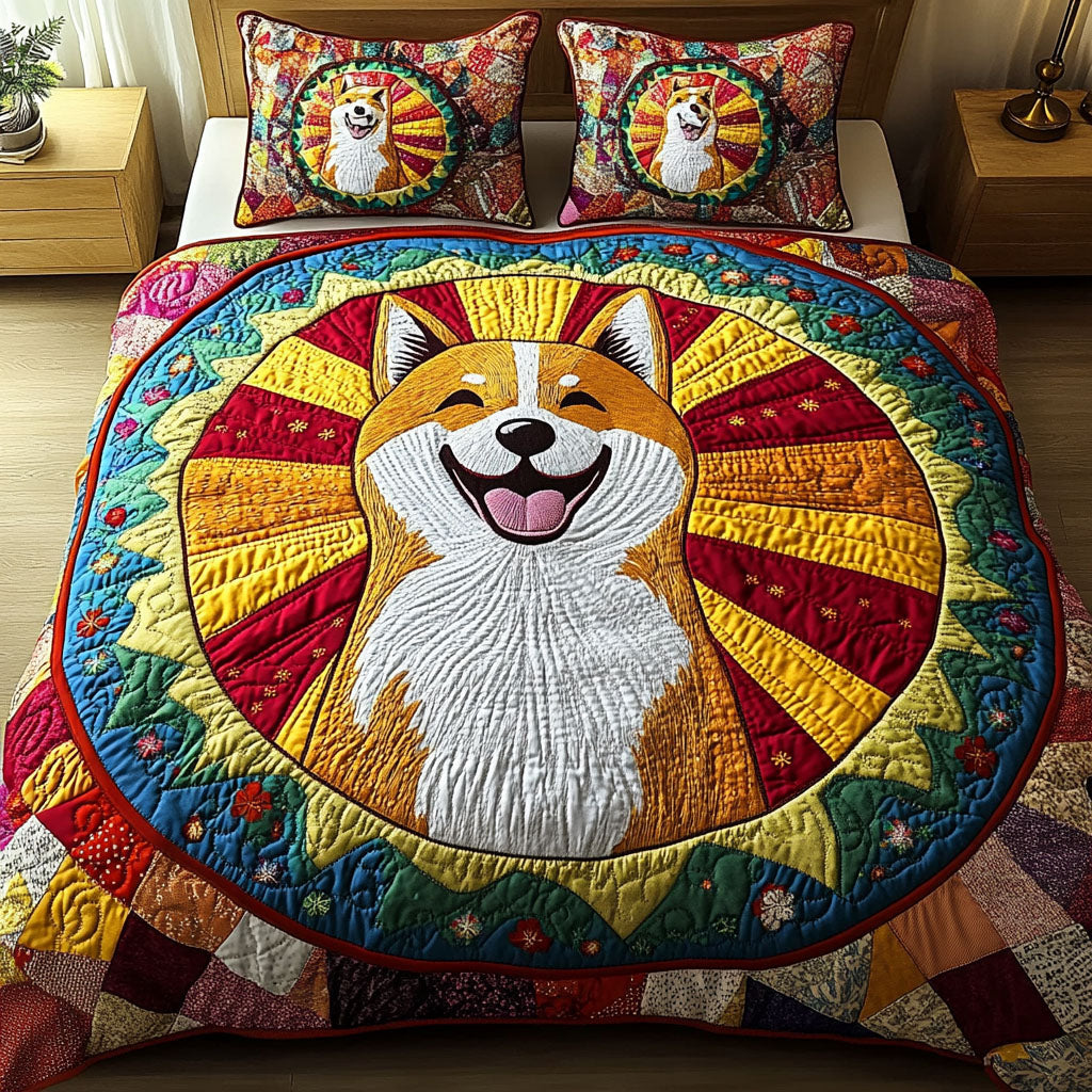 Shiba Color Burst 3-Piece Quilted Bedding Set NCU0NT3322