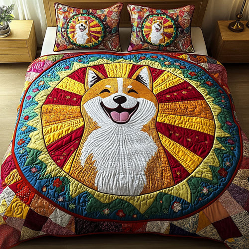 Shiba Color Burst 3-Piece Quilted Bedding Set NCU0NT3322