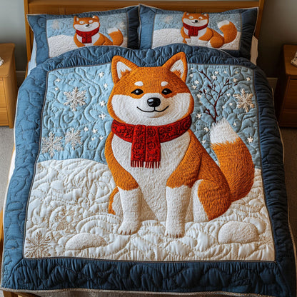 Shiba Snow Scarf 3-Piece Quilted Bedding Set NCU0NT3328