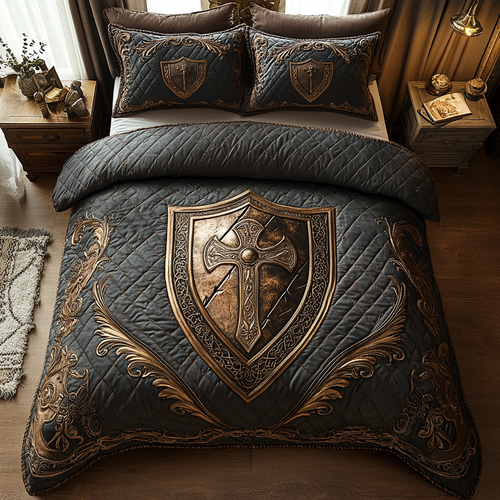Shield of Valor 3-Piece Quilted Bedding Set NCU0DV2685