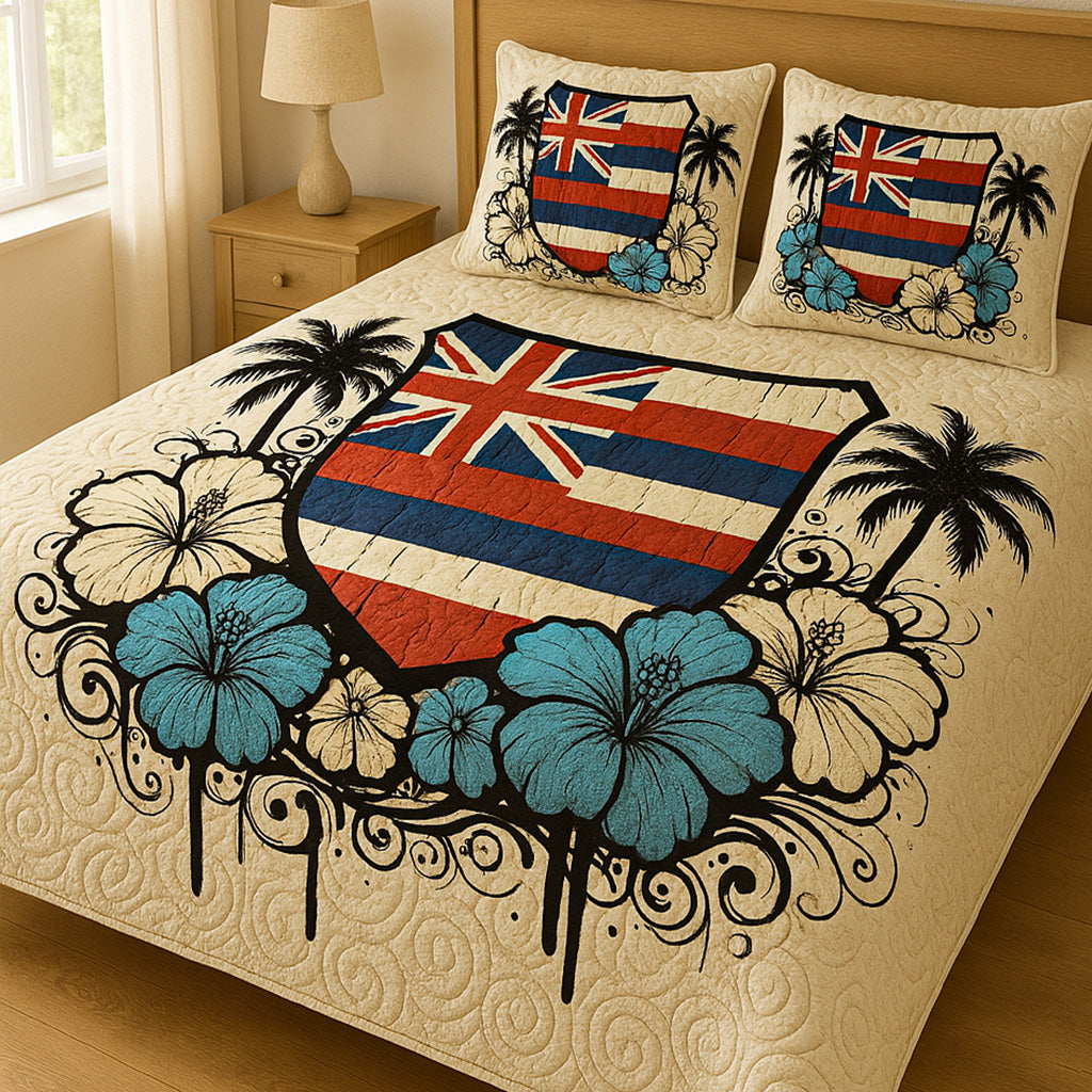Shielded Aloha 3-Piece Quilted Bedding Set NCU0NT5814