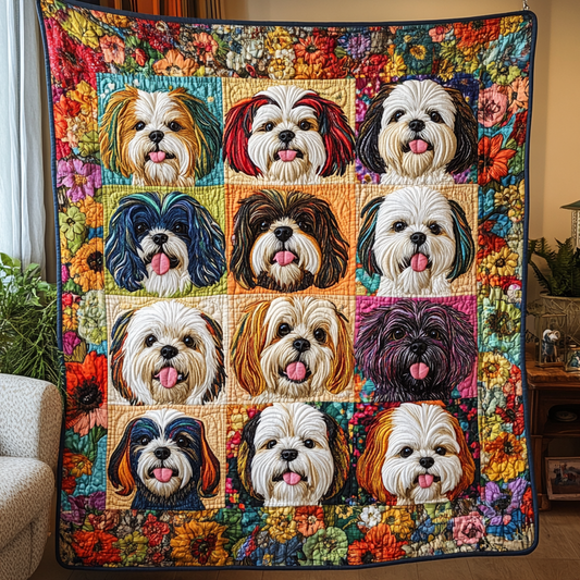 Shih Tzu Garden Quilted Blanket NCU0DK455