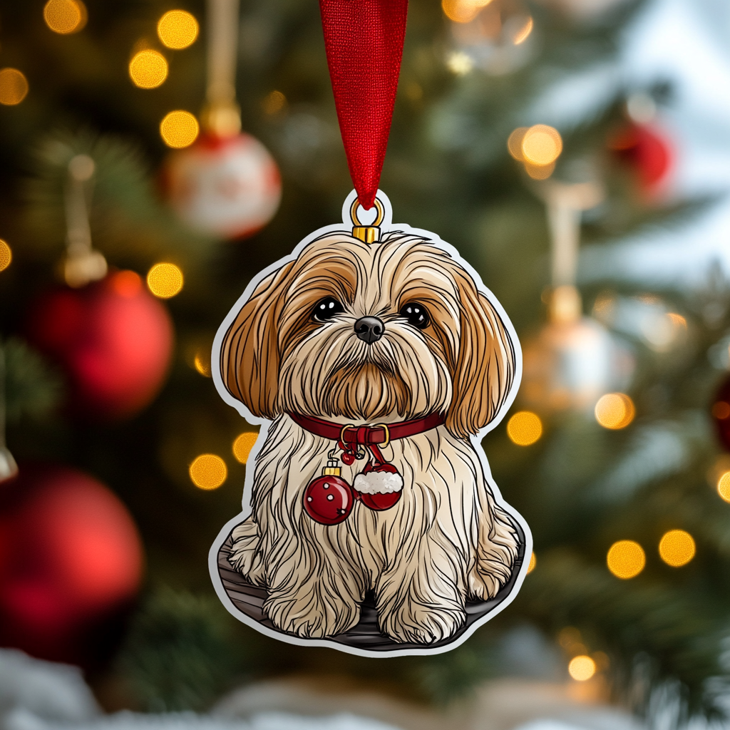 Shih Tzu Holiday Joy Mica Ornament NCU0DK2285