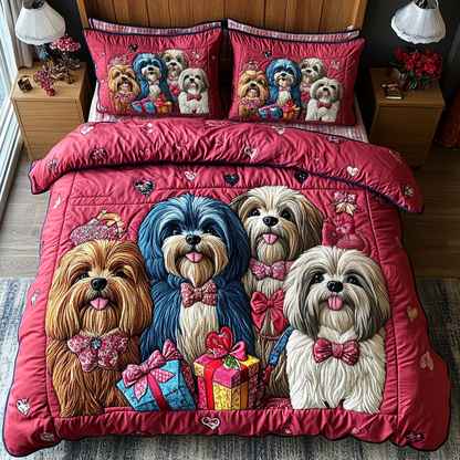 Shih Tzu Bliss 3-Piece Quilted Bedding Set NCU0DV2356