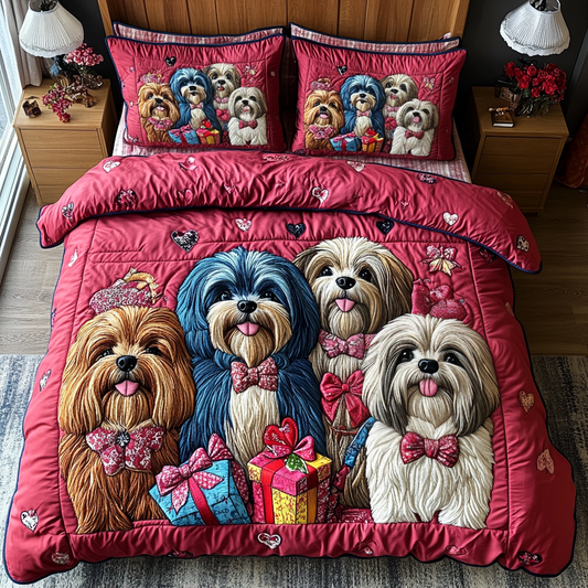 Shih Tzu Bliss 3-Piece Quilted Bedding Set NCU0DV2356
