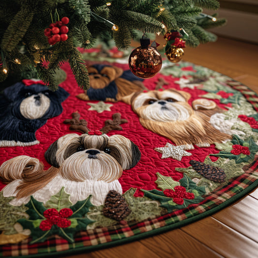 Shih Tzu Dream Christmas Quilted Tree Skirt NCU0DV8244
