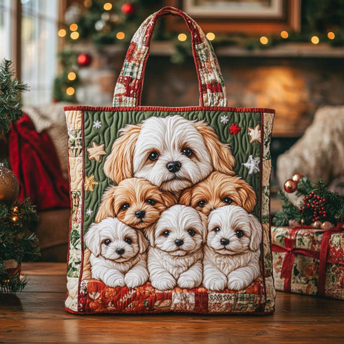 Shih Tzu Holiday Squad Quilted Tote Bag NCU0XD1132