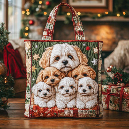 Shih Tzu Holiday Squad Quilted Tote Bag NCU0XD1132