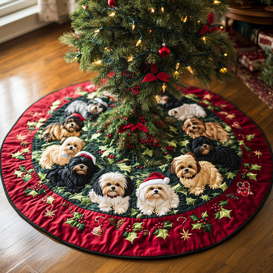 Shih Tzu Joy Christmas Quilted Tree Skirt NCU0DV8234