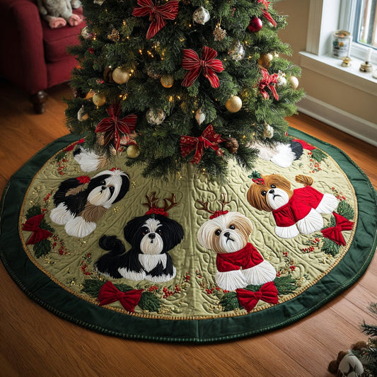 Shih Tzu Magic Christmas Quilted Tree Skirt NCU0DV8240