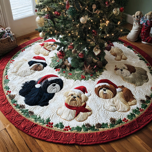 Shih Tzu Noel Christmas Quilted Tree Skirt NCU0DV8231