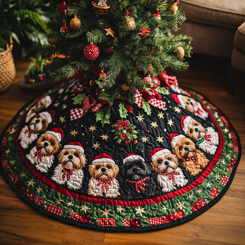 Shih Tzu Christmas Quilted Tree Skirt NCU0VT294