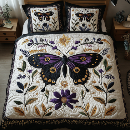 Shimmer Moth 3-Piece Quilted Bedding Set NCU0VL2377