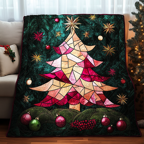 Shimmering Christmas Tree Quilted Blanket NCU0TL2164