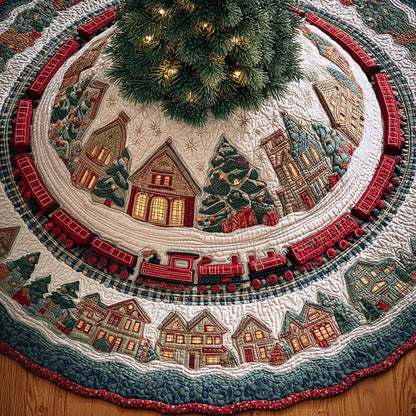 Shimmering Frost Veil Christmas Quilted Tree Skirt NCU0TD1745