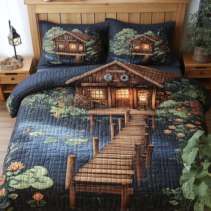 Shimmering Shore Shack 3-Piece Quilted Bedding Set NCU0PT6710