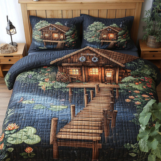Shimmering Shore Shack 3-Piece Quilted Bedding Set NCU0PT6710