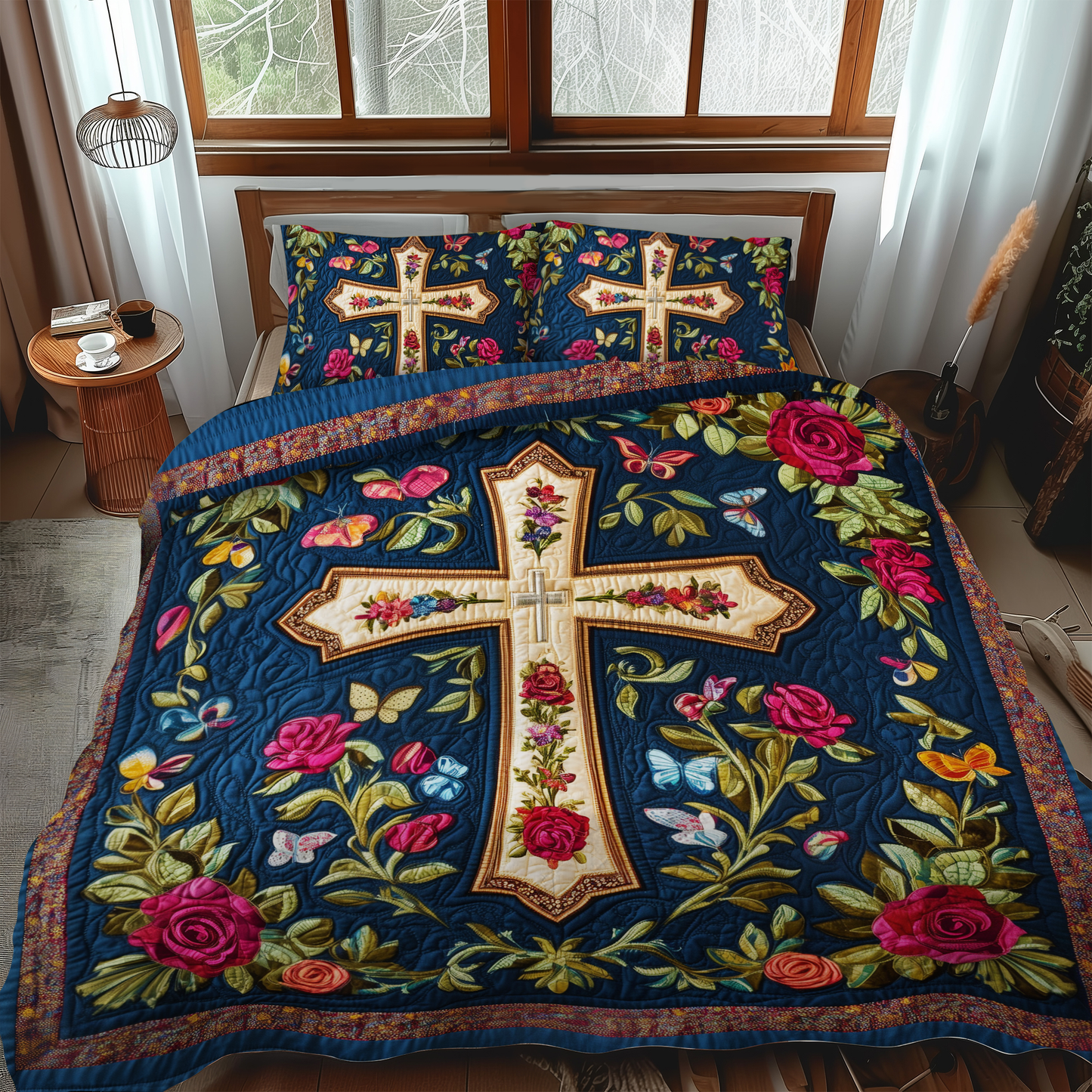Shining Cross 3-Piece Quilted Bedding Set NCU0VL504