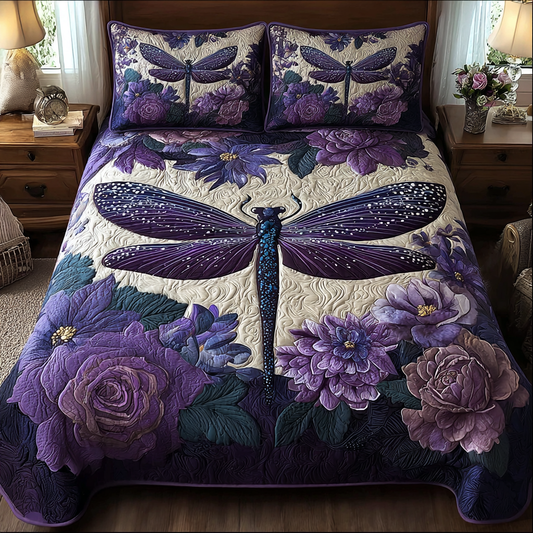 Shining Dragonfly 3-Piece Quilted Bedding Set NCU0DK11071