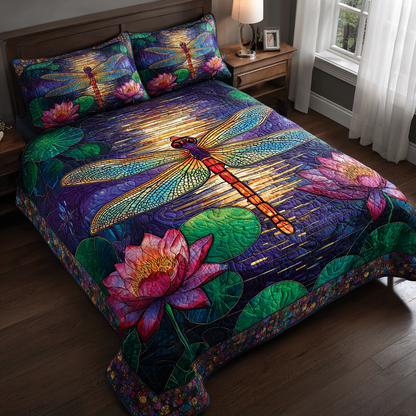 Shiny Dragonfly 3-Piece Quilted Bedding Set NCU0DK10734
