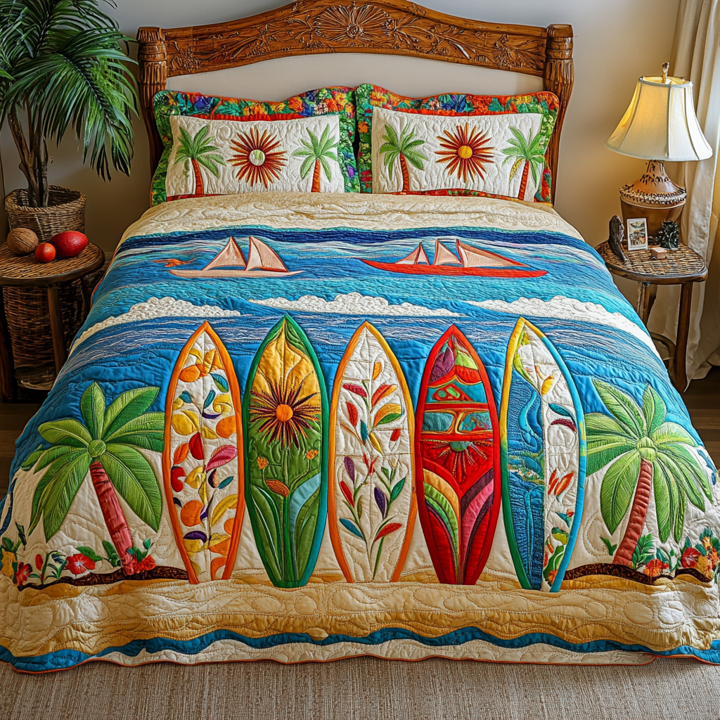 Shoreline Cruiser 3-Piece Quilted Bedding Set NCU0DK5874