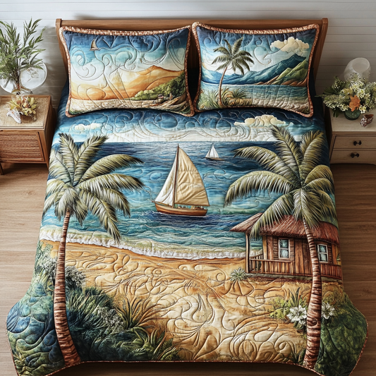 Shoreline Escape 3-Piece Quilted Bedding Set NCU0VH4002