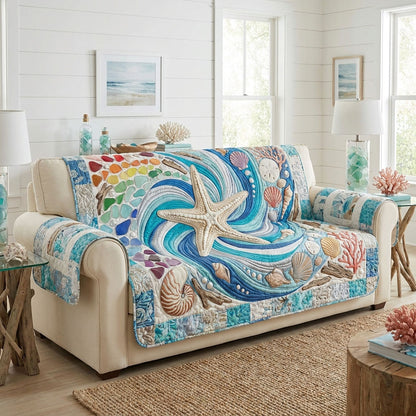 Shoreline Escape Quilted Sofa Cover NCU0PT11796