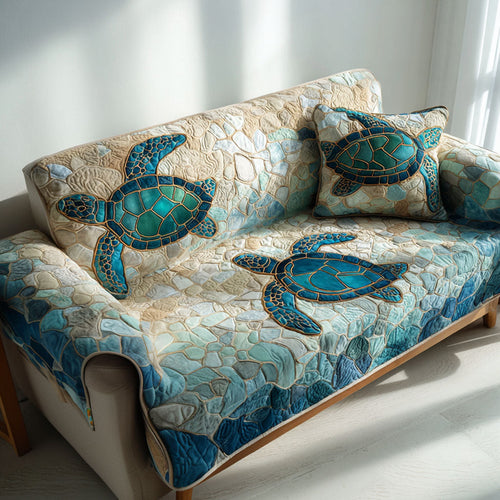 Shoreline Mist Quilted Sofa Cover NCU0TV741