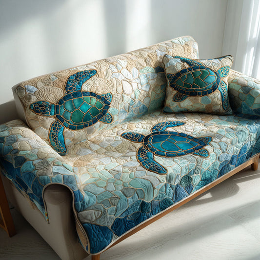 Shoreline Mist Quilted Sofa Cover NCU0TV741