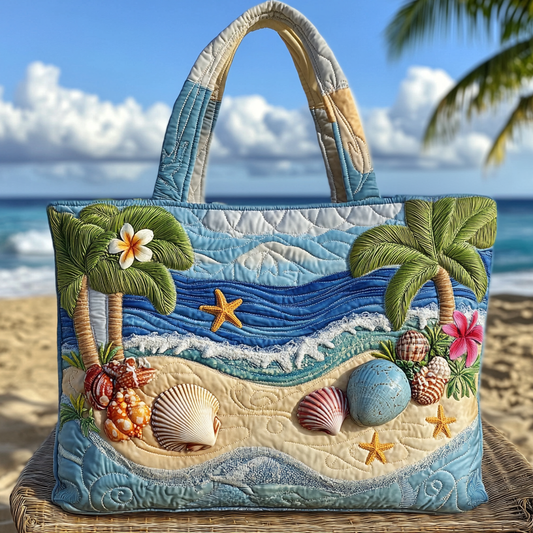 Shoreline Shells Quilted Tote Bag NCU0VL2676