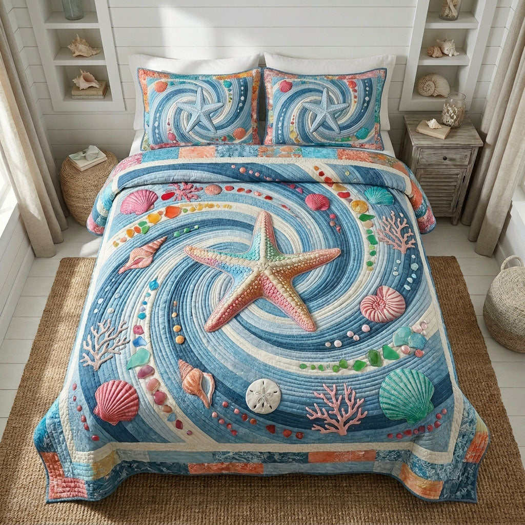 Shoreline Stars 3-Piece Quilted Bedding Set NCU0PT11804