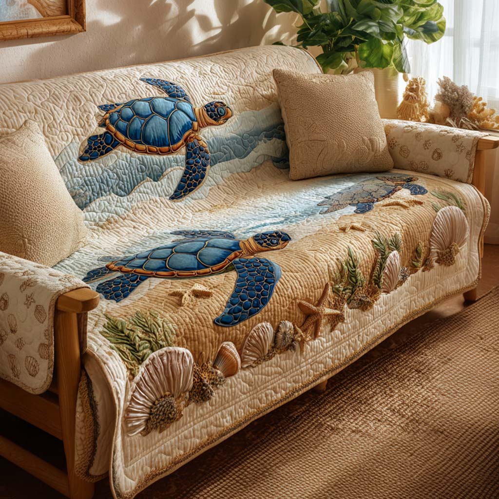 Shoreline Turtle Quilted Sofa Cover NCU0NT11696