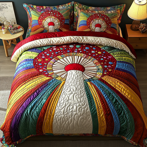 Shroom Bloom 3-Piece Quilted Bedding Set NCU0VH2429