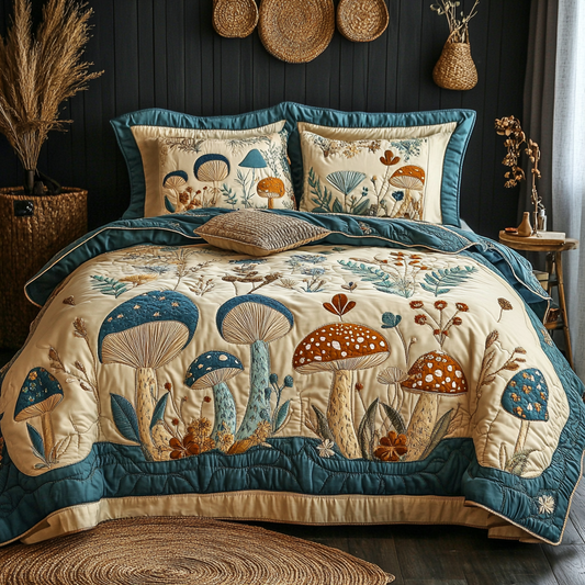 Shroom Garden 3-Piece Quilted Bedding Set NCU0VL2466
