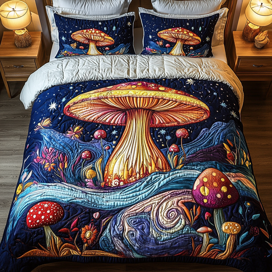 Shroom Glow 3-Piece Quilted Bedding Set NCU0VH1861