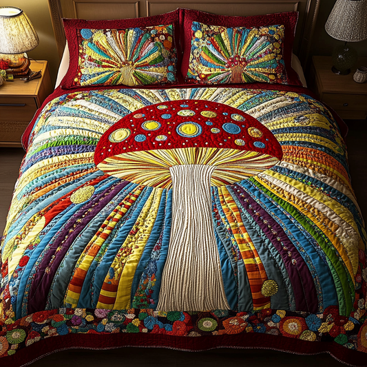 Shroom Serenity 3-Piece Quilted Bedding Set NCU0DK4230