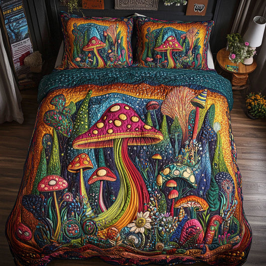 Shroom Spirit 3-Piece Quilted Bedding Set NCU0PT3962